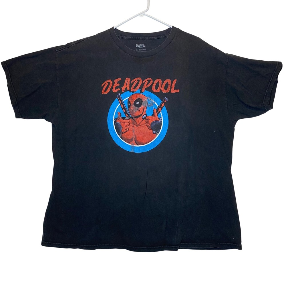 Marvel Deadpool T-Shirt Graphic Print Black Mens Size 2XL Comic Book Tee